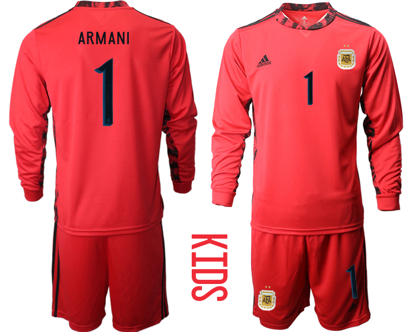 Youth 2020-2021 Season National team Argentina goalkeeper Long sleeve red #1 Soccer Jersey